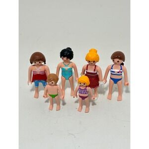 Playmobil Family Beach Pool Figures Lot 6pc Women Kids‎ Swimwear Set